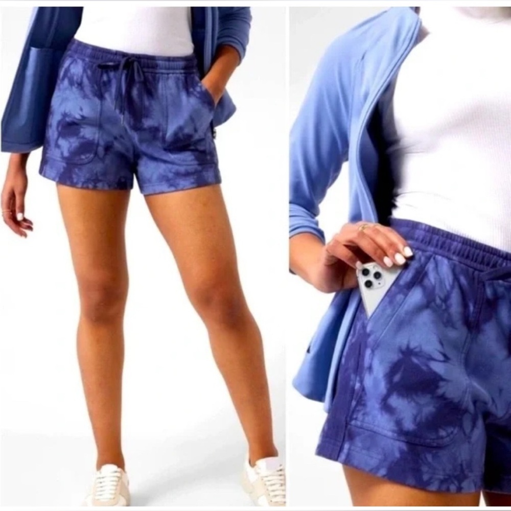 Athleta Farallon Cotton Shorts in Blue Tie Dye - Picture 3 of 10